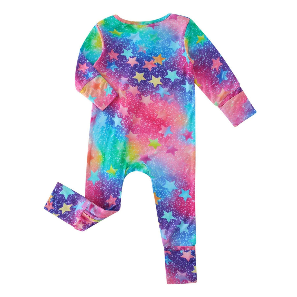PoshTOT Colorful Stars Bamboo Baby Convertible Zippy Romper