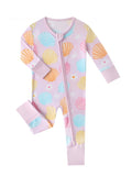 Posh TOT Pastel Seashell Bamboo Baby Convertible Zippy Romper