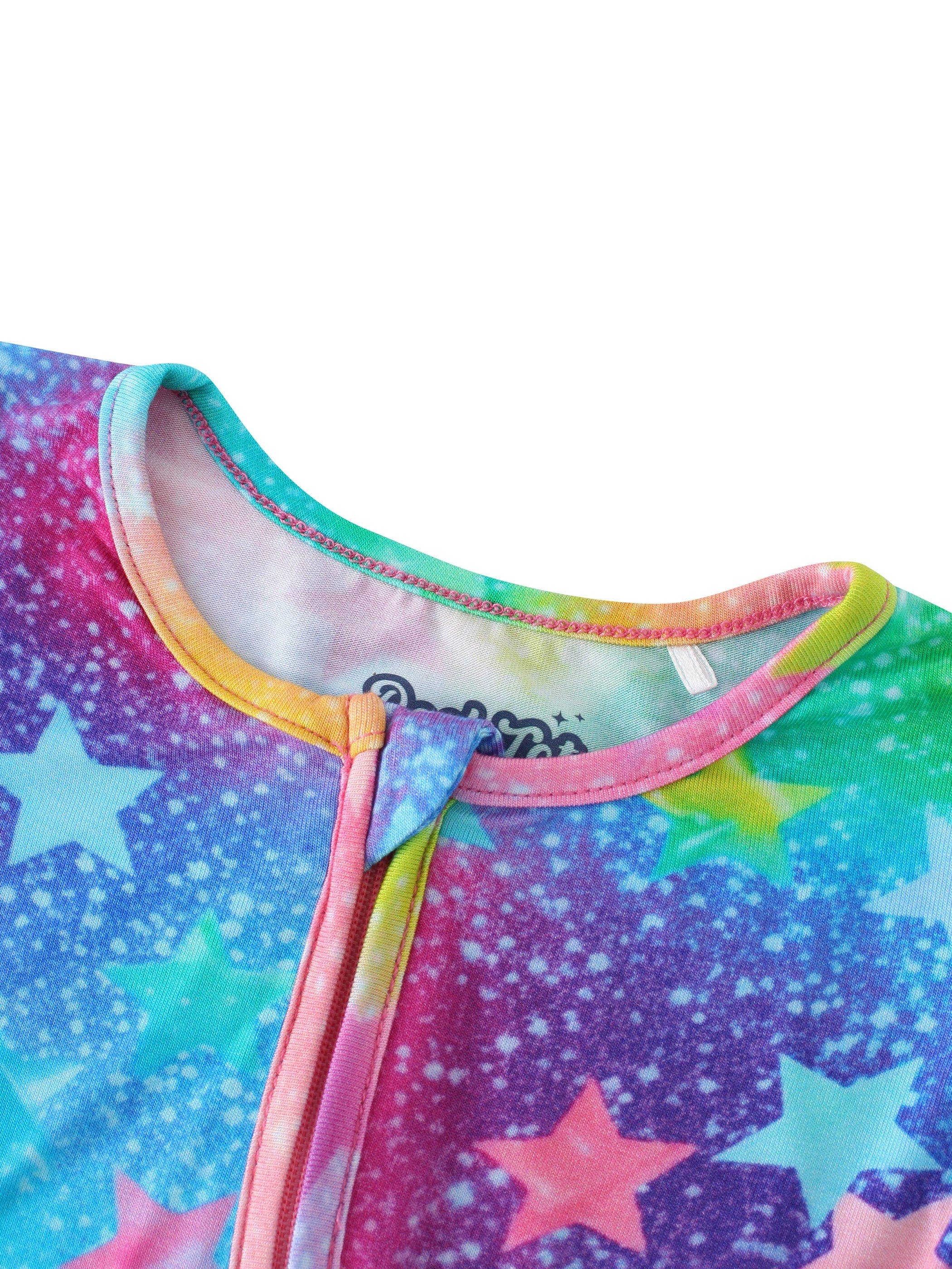 PoshTOT Colorful Stars Bamboo Baby Convertible Zippy Romper